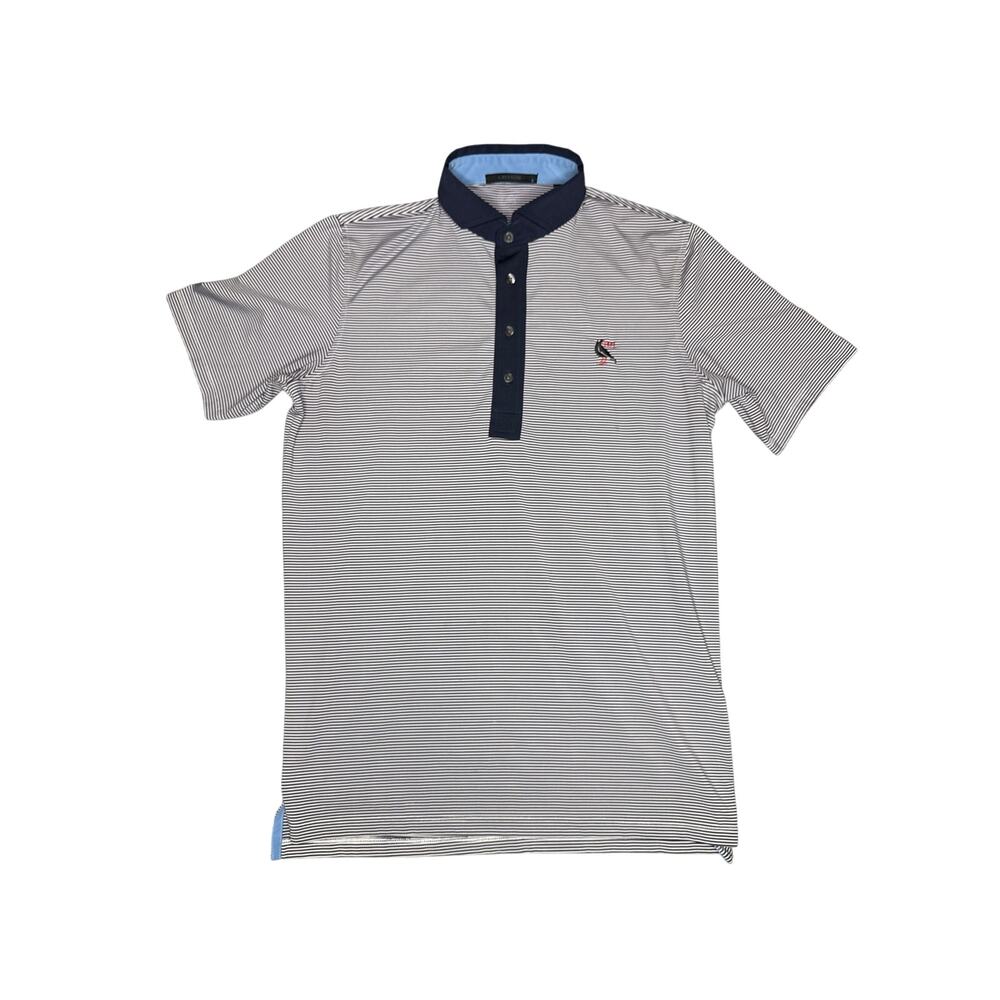 GREYSON Golf Gray Striped Short Sleeve Performance Polo Shirt Men's Size Small